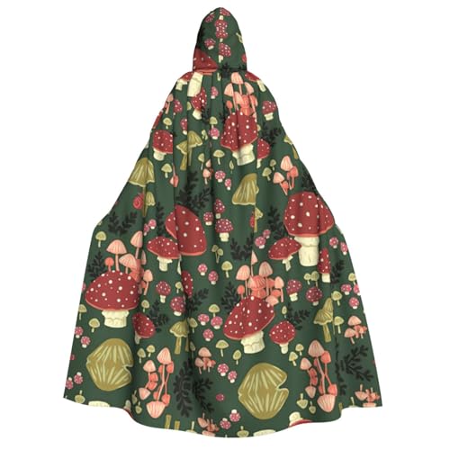 YQxwJL Bright Mushrooms Kunstdruck, langer Kapuzenumhang, Uni, mit Kapuze, Halloween, Weihnachten, Kostüme, Party-Umhang von YQxwJL