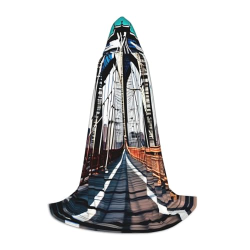 YQxwJL Brooklyn Bridge Print Kapuzenumhang, Uni Umhang, Hexenumhang, Vampirumhang für Halloween Cosplay Kostüme von YQxwJL