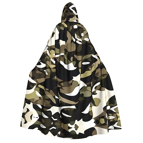 YQxwJL Camouflage-Muster, Kapuzenumhang, volle Länge, Halloween-Umhang, Party-Umhang, Cosplay, Party-Kostüme für Damen und Herren von YQxwJL