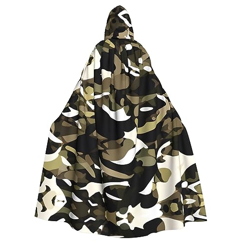 YQxwJL Camouflage-Muster Druck Uni Kapuzenumhang Kapuzenmantel Hexe Vampir Zauberer Robe für Halloween Cosplay Kostüme von YQxwJL