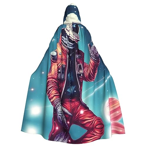YQxwJL Cooler Mann im Weltraum Galaxie-Druck, Uni, Kapuzenmantel, Hexen-Vampir-Zauberer-Robe für Halloween, Cosplay-Kostüme von YQxwJL
