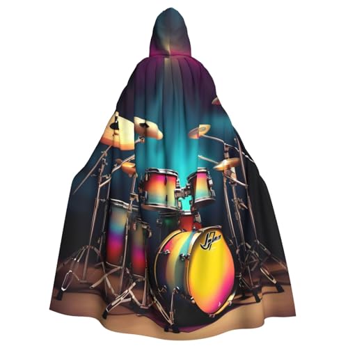 YQxwJL Cooles Schlagzeug-Set Druck Karneval Umhang Robe Umhang Zauberer Kapuzenumhang für Erwachsene Halloween Cosplay Kostüme von YQxwJL