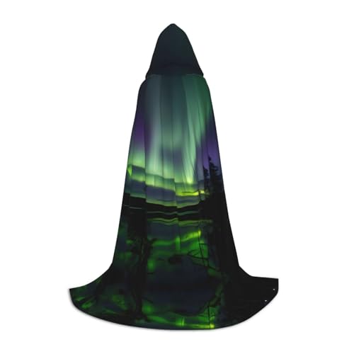 YQxwJL Dark Northern Lights Bedruckter Kapuzenumhang Uni Umhang Hexenumhang Hexenumhang Vampir Umhang für Halloween Cosplay Kostüme von YQxwJL