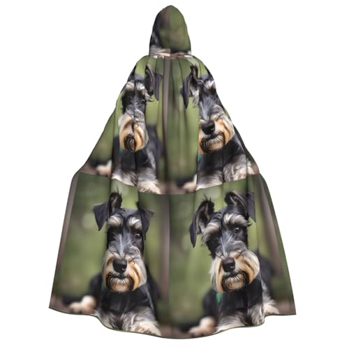 YQxwJL Entzückender Kapuzenumhang mit Schnauzer-Druck, volle Länge, Halloween-Umhang, Party-Umhang, Cosplay, Party-Kostüme für Damen und Herren von YQxwJL