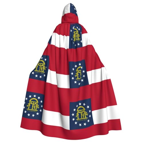 YQxwJL Georgia State Flag Print Karneval Umhang Robe Umhang Zauberer Kapuzenumhang für Erwachsene Halloween Cosplay Kostüme von YQxwJL