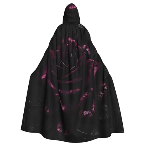 YQxwJL Gothic Rose Print Karneval Umhang Robe Umhang Zauberer Kapuzenumhang für Erwachsene Halloween Cosplay Kostüme von YQxwJL