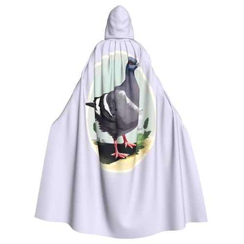 YQxwJL Grauer Taubenaufdruck, Uni, Kapuzenmantel, Hexe, Vampir, Zauberer, Robe für Halloween, Cosplay-Kostüme von YQxwJL