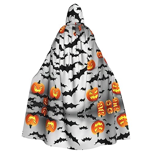YQxwJL Halloween Fliegender Fledermäuse Druck Wikinger Kapuzenumhang Mittelalter Schwarz Umhang mit Kapuze Halloween Renaissance Umhang Kostüm von YQxwJL