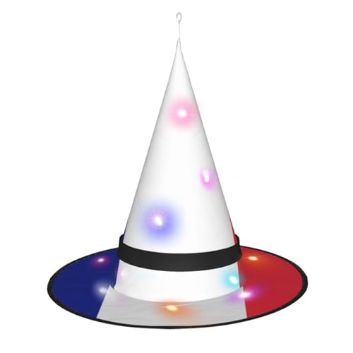 YQxwJL Halloween Hexenhut mit französischer Flagge-Druck,LED Leichter Zaubererhut,Hexenhutdekoration,hängende schwimmende Veranda Gartendekoration YQxwJL Halloween Hexenhut mit französischer Flagge-Druck,LED Leichter Zaubererhut,Hexenhutdekoration,hängende schwimmende Veranda Gartendekoration von YQxwJL