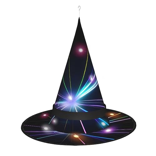 YQxwJL Halloween-Hexenkappe, Laser-Lichtdruck, LED-Licht, Zaubererhut, Hexenhut, Dekoration, hängende schwebende Veranda-Hof-Dekoration von YQxwJL