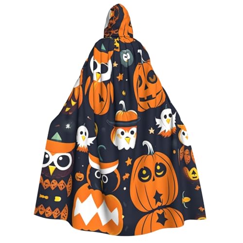 YQxwJL Halloween-Umhang mit Eulen-Geister-Kürbis-Druck, Uni, Erwachsene, Hexenumhang, Horror-Umhang, für Halloween, Cosplay-Kostüme von YQxwJL