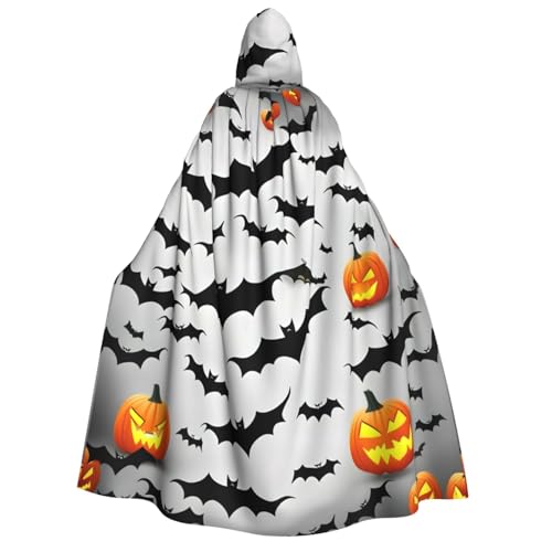 YQxwJL Halloween-Umhang mit fliegenden Fledermäusen und Kapuze, volle Länge, Halloween-Umhang, Party-Umhang, Cosplay, Party-Kostüme für Damen und Herren von YQxwJL
