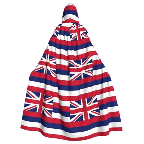 YQxwJL Hawaii-Flaggen-Druck, Karneval, Umhang, Zauberer, Kapuzenumhang, für Erwachsene, Halloween, Cosplay-Kostüme von YQxwJL