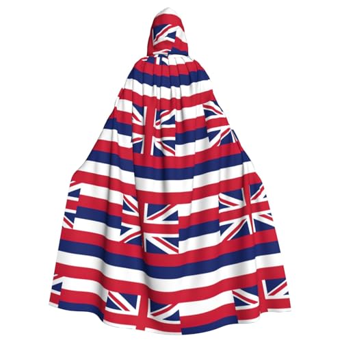 YQxwJL Hawaii-Flaggen-Druck, Uni, Kapuzenmantel, Hexen-Vampir, Zauberer-Robe für Halloween, Cosplay-Kostüme von YQxwJL