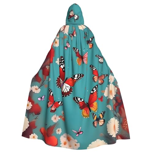 YQxwJL Henne fliegende Schmetterlinge unter Blumen Druck Karneval Umhang Robe Umhang Zauberer Kapuzenumhang für Erwachsene Halloween Cosplay Kostüme YQxwJL Henne fliegende Schmetterlinge unter Blumen Druck Karneval Umhang Robe Umhang Zauberer Kapuzenumhang für Erwachsene Halloween Cosplay Kostüme von YQxwJL