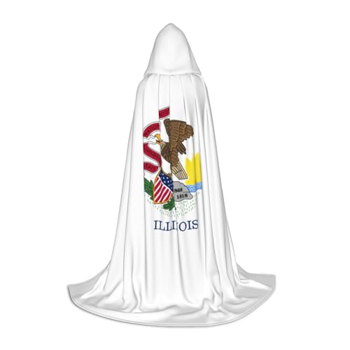 YQxwJL Illinois Uni Kapuzenumhang mit Staatsflagge, Hexen-Zauberer-Umhang, für Halloween, Cosplay, Party-Kostüm von YQxwJL