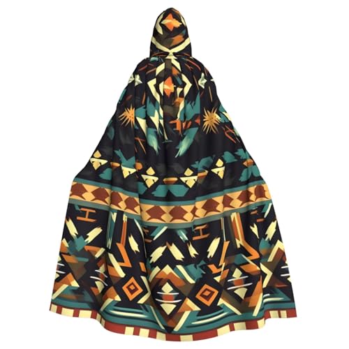 YQxwJL Indianer-Muster Druck Karneval Umhang Robe Umhang Zauberer Kapuzenumhang für Erwachsene Halloween Cosplay Kostüme von YQxwJL