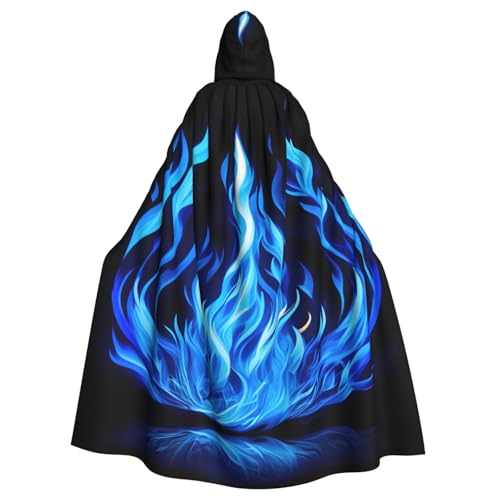YQxwJL Indigo Flamme Print Karneval Umhang Robe Umhang Zauberer Kapuzenumhang für Erwachsene Halloween Cosplay Kostüme von YQxwJL