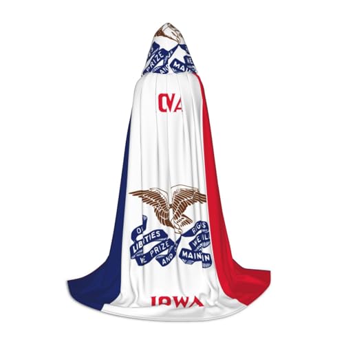 YQxwJL Iowa Uni Kapuzenumhang mit Staatsflagge, Hexen-Zauberer-Umhang, für Halloween, Cosplay, Party-Kostüm von YQxwJL