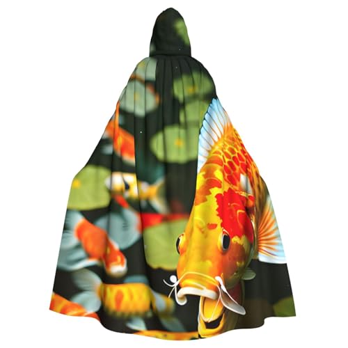 YQxwJL Japanischer hübscher Koi-Fisch-Druck, Karnevals-Umhang, Zauberer-Kapuzenumhang, für Erwachsene, Halloween, Cosplay-Kostüme von YQxwJL