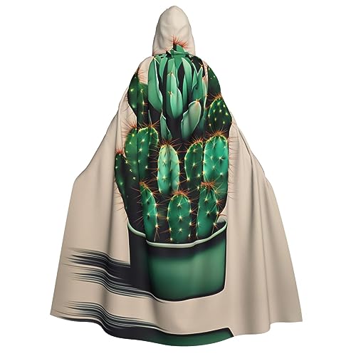 YQxwJL Kaktus-Kunstdruck, Uni, Erwachsene, Kapuzenumhang, Hexenumhang, Horror-Umhang, für Halloween, Cosplay-Kostüme von YQxwJL