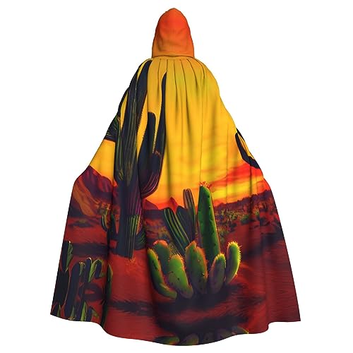 YQxwJL Kaktus im Wüstendruck, Uni, Kapuzenmantel, Hexen-Vampir-Zauberer-Robe für Halloween, Cosplay-Kostüme von YQxwJL