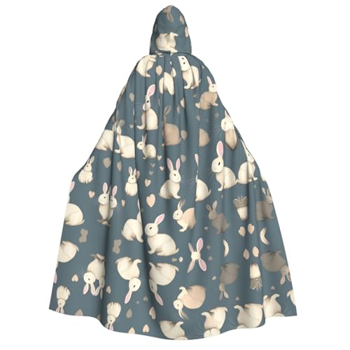 YQxwJL Kaninchen-Hintergrunddruck, Uni, Erwachsene, Kapuzenumhang, Hexenumhang, Horror-Umhang, für Halloween, Cosplay-Kostüme von YQxwJL