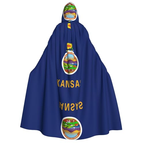 YQxwJL Kansas Kapuzenumhang mit Staatsflagge, Uni, für Erwachsene, Hexenumhang, Horror-Umhang, für Halloween, Cosplay-Kostüme von YQxwJL