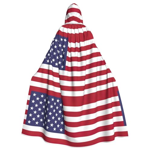 YQxwJL Kapuzenmantel mit amerikanischer Flagge, Uni, Hexen-Vampir-Zauberer-Robe für Halloween, Cosplay-Kostüme von YQxwJL