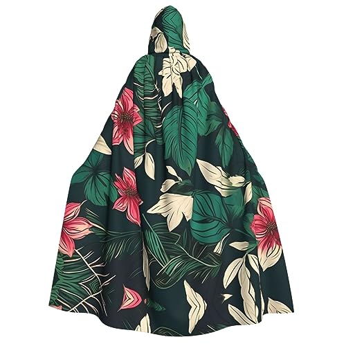 YQxwJL Kapuzenumhang mit Blumenblatt-Aufdruck, Hexenumhang, Horror-Umhang, für Halloween, Cosplay-Kostüme von YQxwJL