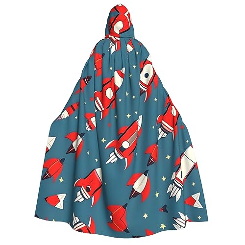 YQxwJL Kapuzenumhang mit Cartoon-Raketen-Druck, Uni, für Erwachsene, Hexenumhang, Horror-Umhang, für Halloween, Cosplay-Kostüme YQxwJL Kapuzenumhang mit Cartoon-Raketen-Druck, Uni, für Erwachsene, Hexenumhang, Horror-Umhang, für Halloween, Cosplay-Kostüme von YQxwJL
