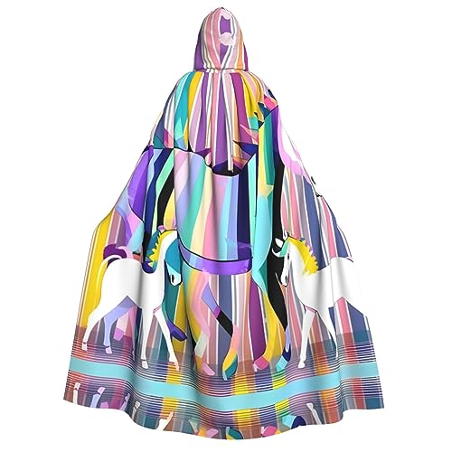 YQxwJL Kapuzenumhang mit Einhörnern auf bunten Streifen, Uni, Erwachsene, Hexenumhang, Horror-Umhang, für Halloween, Cosplay-Kostüme YQxwJL Kapuzenumhang mit Einhörnern auf bunten Streifen, Uni, Erwachsene, Hexenumhang, Horror-Umhang, für Halloween, Cosplay-Kostüme von YQxwJL