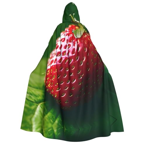 YQxwJL Kapuzenumhang mit Erdbeer-Aufdruck, Hexenumhang, Horror-Umhang, für Halloween, Cosplay-Kostüme von YQxwJL