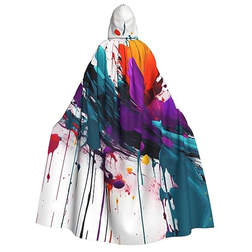 YQxwJL Kapuzenumhang mit Farbspritzer-Aufdruck, Hexenumhang, Horror-Umhang, für Halloween, Cosplay-Kostüme von YQxwJL