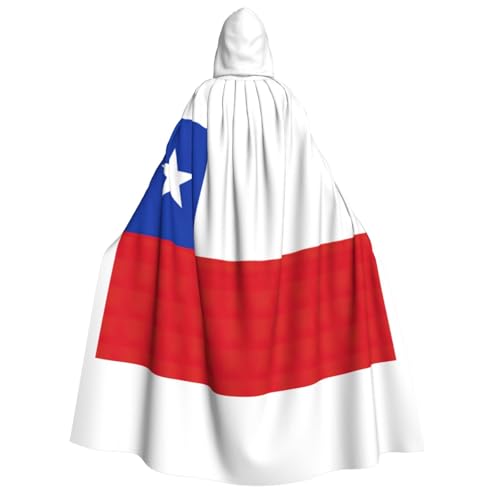 YQxwJL Kapuzenumhang mit Flagge von Chile, volle Länge, Halloween-Umhang, Party-Umhang, Cosplay, Party-Kostüme für Damen und Herren von YQxwJL