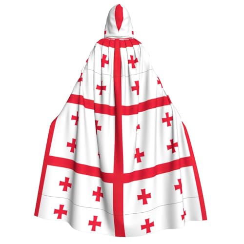 YQxwJL Kapuzenumhang mit Flagge von Georgien, Uni, für Erwachsene, Hexenumhang, Horror-Umhang, für Halloween, Cosplay-Kostüme von YQxwJL