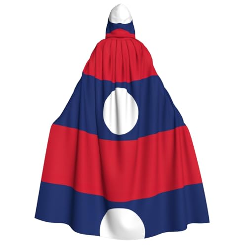 YQxwJL Kapuzenumhang mit Flagge von Laos, Uni, für Erwachsene, Hexenumhang, Horror-Umhang, für Halloween, Cosplay-Kostüme von YQxwJL