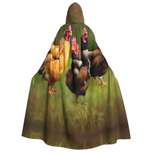 YQxwJL Kapuzenumhang mit Hahn-Aufdruck, Hexenumhang, Horror-Umhang, für Halloween, Cosplay-Kostüme von YQxwJL