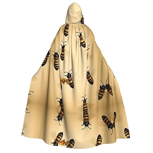 YQxwJL Kapuzenumhang mit Honigbienen-Aufdruck, Hexenumhang, Horror-Umhang, für Halloween, Cosplay-Kostüme von YQxwJL