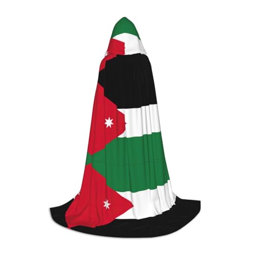 YQxwJL Kapuzenumhang mit Jordanien-Flagge, Hexen-Zauberer-Umhang, für Halloween, Cosplay, Party-Kostüm, Uni von YQxwJL