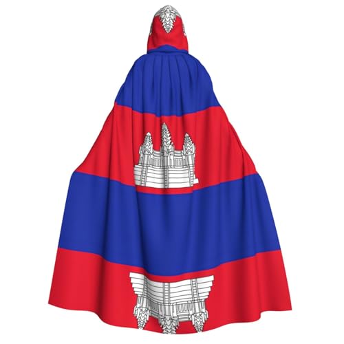 YQxwJL Kapuzenumhang mit Kambodscha-Flagge, Uni, Hexenumhang, Horror-Umhang, für Halloween, Cosplay-Kostüme von YQxwJL