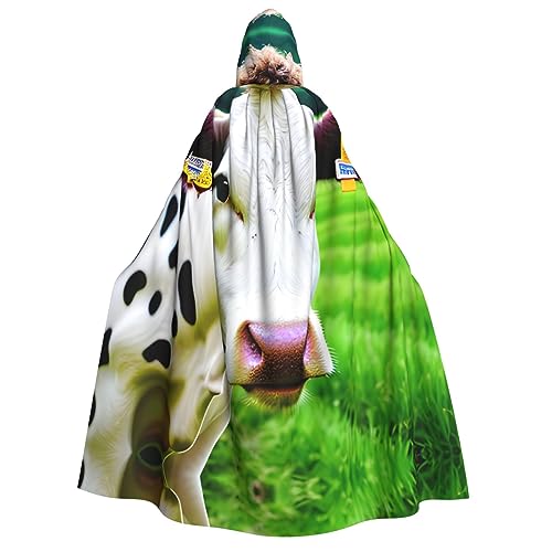 YQxwJL Kapuzenumhang mit Kuh-Muster, Hexenumhang, Horror-Umhang, für Halloween, Cosplay-Kostüme, Uni, Erwachsene von YQxwJL