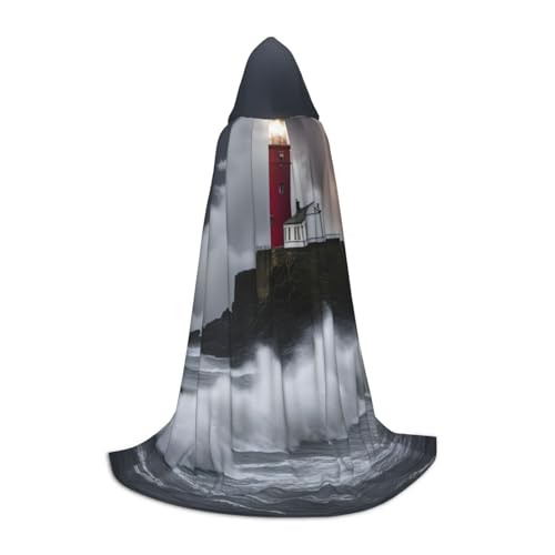 YQxwJL Kapuzenumhang mit Leuchtturm im Sturm, langer Kapuzenumhang für Halloween, Kostüme, Kapuzenumhang, Maskerade von YQxwJL