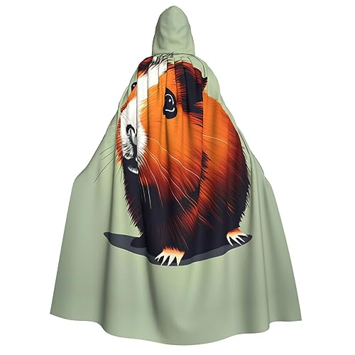 YQxwJL Kapuzenumhang mit Meerschweinchen-Illustrationsdruck, Uni, für Erwachsene, Hexenumhang, Horror-Umhang, für Halloween, Cosplay-Kostüme von YQxwJL
