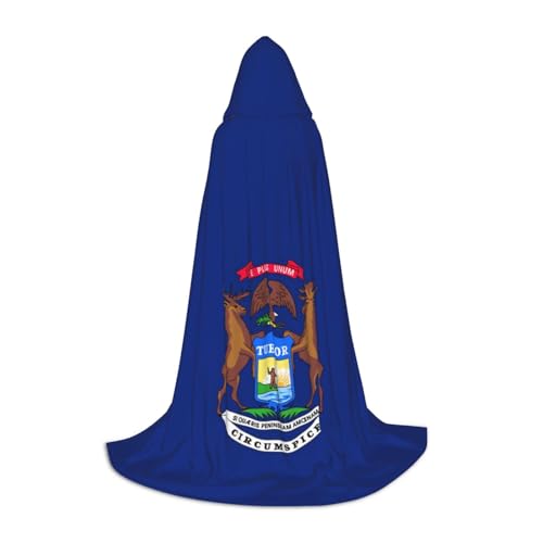 YQxwJL Kapuzenumhang mit Michigan-Staatsflagge, Hexen-Zauberer-Umhang, für Halloween, Cosplay, Party-Kostüm von YQxwJL