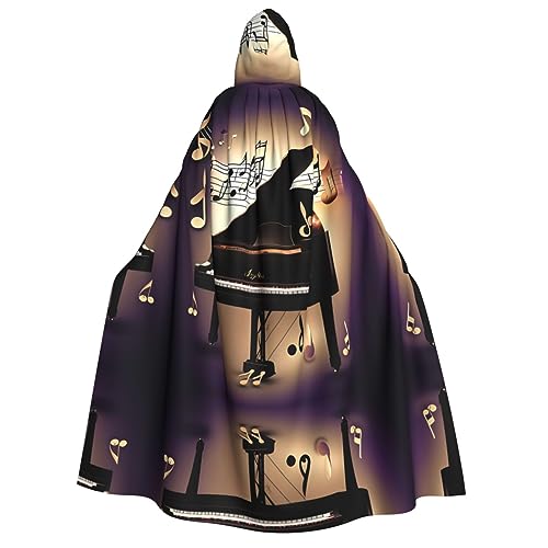 YQxwJL Kapuzenumhang mit Musiknote, Klavierdruck, Uni, Erwachsene, Hexenumhang, Horror-Umhang, für Halloween, Cosplay-Kostüme von YQxwJL