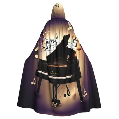 YQxwJL Kapuzenumhang mit Musiknote, Klavierdruck, Wikinger, Mittelalterlicher schwarzer Umhang mit Kapuze, Halloween, Renaissance, Umhang Kostüm YQxwJL Kapuzenumhang mit Musiknote, Klavierdruck, Wikinger, Mittelalterlicher schwarzer Umhang mit Kapuze, Halloween, Renaissance, Umhang Kostüm von YQxwJL