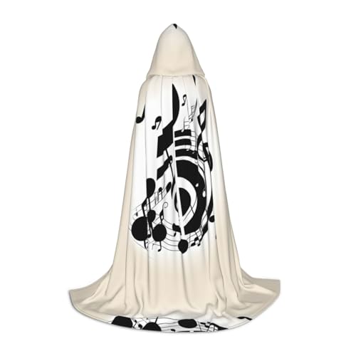 YQxwJL Kapuzenumhang mit Musiknote, Uni-Kapuzenumhang, Hexenumhang, Vampir Umhang für Halloween, Cosplay von YQxwJL