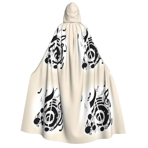 YQxwJL Kapuzenumhang mit Musiknoten-Aufdruck, Hexenumhang, Horror-Umhang, für Halloween, Cosplay-Kostüme von YQxwJL