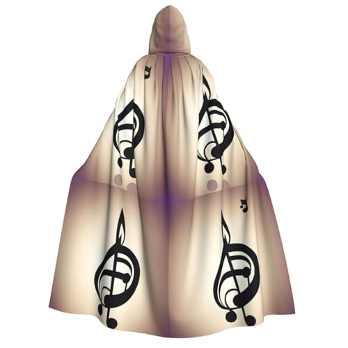YQxwJL Kapuzenumhang mit Musiknoten-Druck, Uni, für Erwachsene, Hexenumhang, Horror-Umhang, für Halloween, Cosplay-Kostüme von YQxwJL